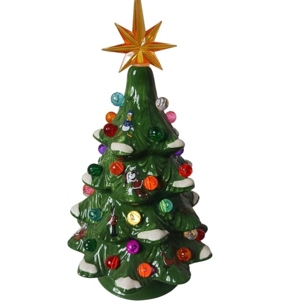 Disney Parks Ceramic Christmas Tree Figurine With Mickey & Friends Light-Up
